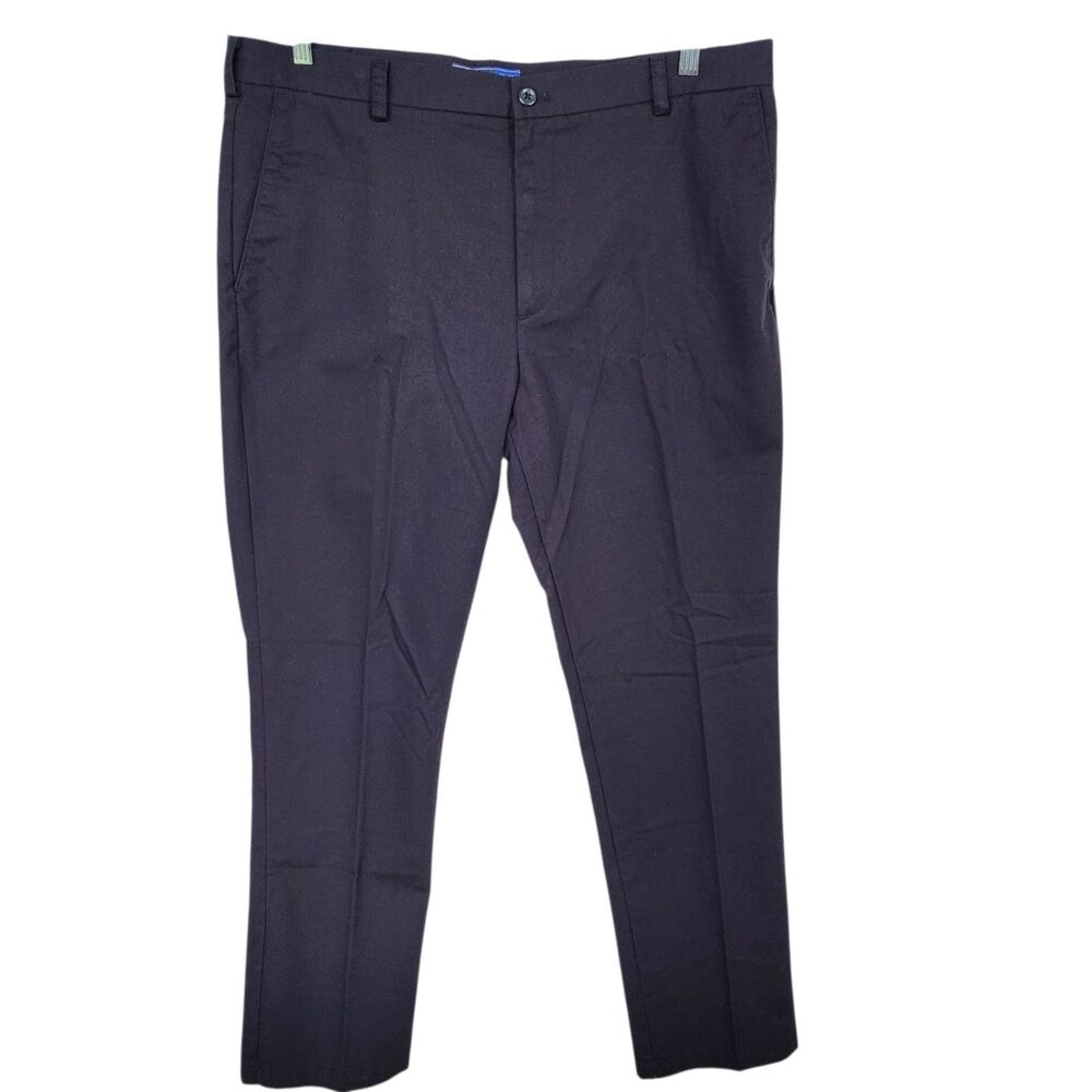NWT IZOD American Chino Men's 38x32 Black Flat Front Straight Leg Non-Iron Pants